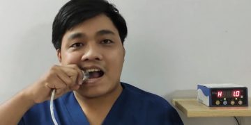 Bác sĩ trẻ nghiên cứu máy đo lực cắn