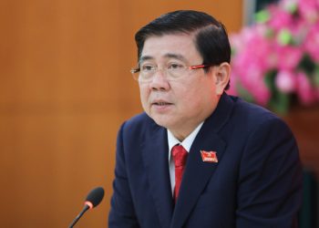 Ông Nguyễn Thành Phong, Chủ tịch UBND TP HCM, tại Đại hội Đảng TP HCM năm 2020. Ảnh: Quỳnh Trần/VnExpress