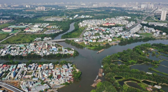 Một phần huyện Nhà Bè từ trên cao, tháng 1/2021. Ảnh: Quỳnh Trần