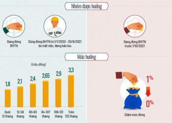 Các mức hỗ trợ lao động, doanh nghiệp từ Quỹ Bảo hiểm thất nghiệp. Đồ họa:Tạ Lư